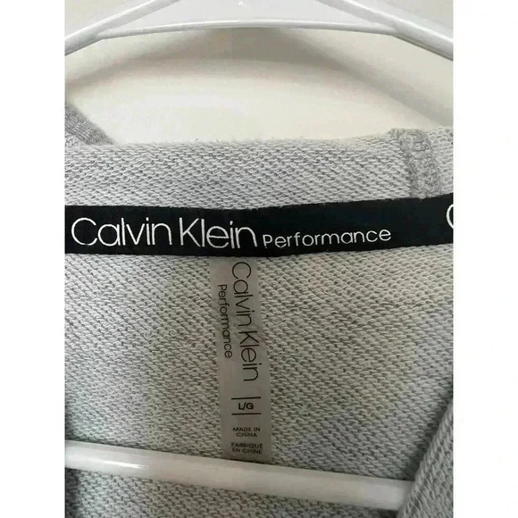 Calvin Klein Womens Athletic Gray Cropped Hooded Sweater Size L (0464) - Picture 3 of 4